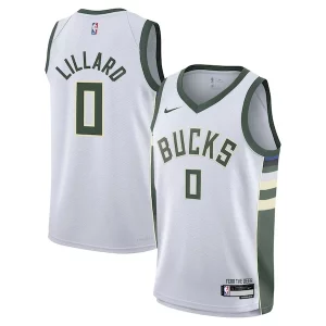 Raffinato Prestigioso Classico Damian Lillard Milwaukee Bucks Nike Youth Swingman Jersey Association Edition White  per la Gara Importante
