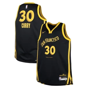 Gorgeous Accattivante Stephen Curry Golden State Warriors Nike Youth Swingman Replica Jersey City Edition Black  per la Gara Importante