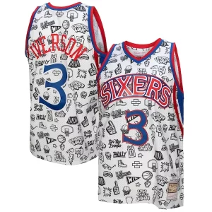 Cool Ottimo Sofisticato Allen Iverson Philadelphia 76ers 1996/97 Swingman Jersey White  per la Gara Importante