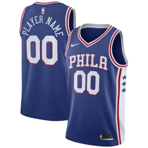 Resistente Moderno Ottimo Philadelphia 76ers Nike Swingman Custom Jersey Blue Icon Edition  per la Gara Importante