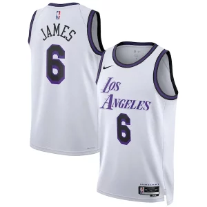 Meraviglioso Bellissimo LeBron James Los Angeles Lakers Nike Unisex 2022/23 Swingman Jersey City Edition White  per la Gara Importante