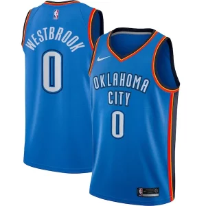 Accattivante Lussuoso Russell Westbrook Oklahoma City Thunder Nike Swingman Player Jersey Icon Edition Blue  per la Gara Importante