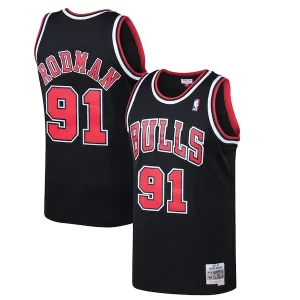 Accattivante Incantevole Dennis Rodman Chicago Bulls 1997/98 Hardwood Classics Swingman Jersey Black  per la Gara Importante