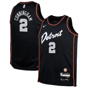 Splendido Meraviglioso Cade Cunningham Detroit Pistons Nike Youth Swingman Replica Jersey City Edition Black  per la Gara Importante