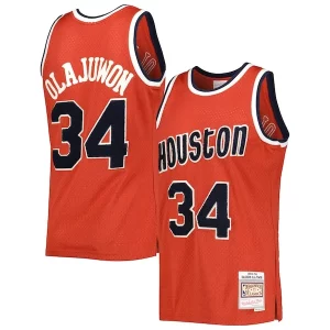 Cool Raffinato Incantevole Hakeem Olajuwon Houston Rockets 1993/94 Hardwood Classics Off Court Swingman Jersey Red  per la Gara Importante