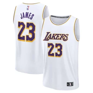 Fantastico Lussuoso LeBron James Los Angeles Lakers Youth Fast Break Replica Player Jersey Association Edition White  per la Gara Importante
