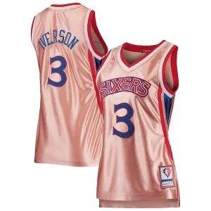 Magnifico Fantastico Allen Iverson Philadelphia 76ers Women's 75th Anniversary Rose Gold 1996 Swingman Jersey Pink  per la Gara Importante