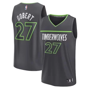 Stupendo Lussuoso Rudy Gobert Minnesota Timberwolves Fast Break Replica Player Jersey Statement Edition Black  per la Gara Importante