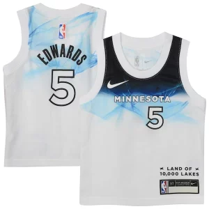 Eccezionale Anthony Edwards Minnesota Timberwolves Nike Toddler 2024/25 Swingman Player Jersey City Edition White  per la Gara Importante
