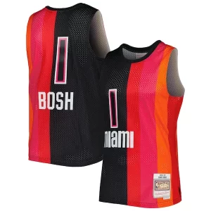 Comodo Chris Bosh Miami Heat Hardwood Classics 2011/12 Split Swingman Jersey Black/Red  per la Gara Importante