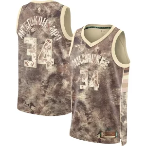 Delizioso Cool Carino Giannis Antetokounmpo Milwaukee Bucks Nike Unisex Select Series Swingman Jersey Brown  per la Gara Importante