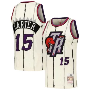 Bellissimo Delizioso Vince Carter Toronto Raptors Chainstitch Swingman Jersey Cream  per la Gara Importante