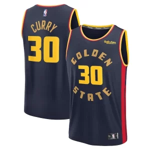 Resistente Stephen Curry Golden State Warriors 2024/25 Fast Break Player Jersey City Edition Navy  per la Gara Importante