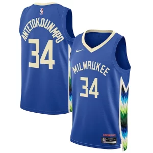Carino Versatile Giannis Antetokounmpo Milwaukee Bucks Nike Unisex 2022/23 Swingman Jersey City Edition Royal  per la Gara Importante