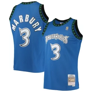 Stupendo Eccezionale Stephon Marbury Minnesota Timberwolves 1996/97 Hardwood Classics Swingman Jersey Blue  per la Gara Importante