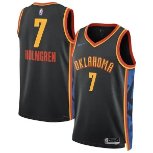 Robusto Chet Holmgren Oklahoma City Thunder Nike Unisex 2024/25 Swingman Player Jersey City Edition Black  per la Gara Importante