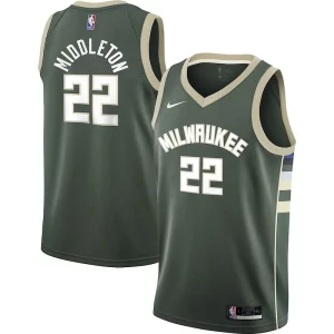 Meraviglioso Comodo Incantevole Khris Middleton Milwaukee Bucks Nike Youth 2021/22 Swingman Jersey Icon Edition Hunter Green  per la Gara Importante