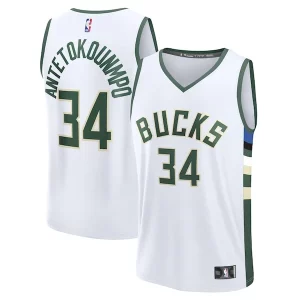 Duraturo Prestigioso Giannis Antetokounmpo Milwaukee Bucks Fast Break Replica Player Jersey Association Edition White  per la Gara Importante