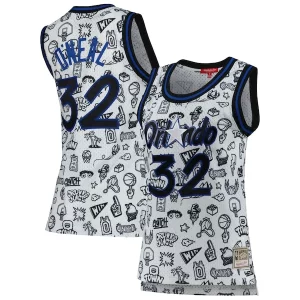 Gorgeous Shaquille O'Neal Orlando Magic Women's 1994 Doodle Swingman Jersey White  per la Gara Importante