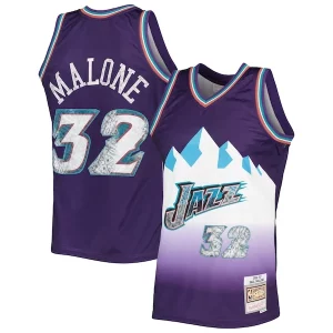 Fascinante Prestigioso Eccezionale Karl Malone Utah Jazz 1996/97 Hardwood Classics NBA 75th Anniversary Diamond Swingman Jersey Purple  per la Gara Importante