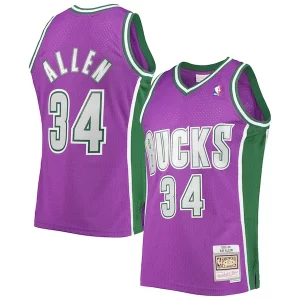 Elegante Ray Allen Milwaukee Bucks 2001/02 Hardwood Classics Swingman Jersey Purple  per la Gara Importante