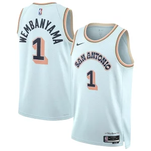 Fascinante Lussuoso Victor Wembanyama San Antonio Spurs Nike Unisex 2024/25 Swingman Player Jersey City Edition Light Blue  per la Gara Importante