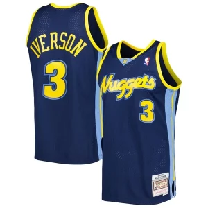 Ottimo Allen Iverson Denver Nuggets Hardwood Classics Swingman Jersey Navy  per la Gara Importante