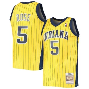 Bellissimo Jalen Rose Indiana Pacers 1999/00 Hardwood Classics Swingman Jersey Gold  per la Gara Importante
