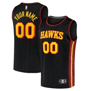 Elegante Pratico Moderno Atlanta Hawks Youth Custom Fast Break Replica Jersey Black Statement Edition  per la Gara Importante