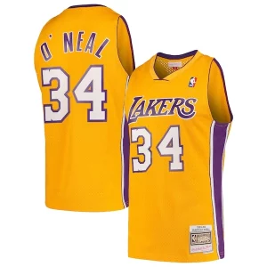 Eccezionale Cool Shaquille O'Neal Los Angeles Lakers Hardwood Classics Swingman Jersey Gold  per la Gara Importante