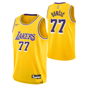 Bellissimo Luka Dončić Los Angeles Lakers Nike Unisex Swingman Jersey Icon Edition Gold  per la Gara Importante