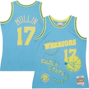 Duraturo Chris Mullin Golden State Warriors 1993/94 Swingman Sidewalk Sketch Jersey Light Blue  per la Gara Importante