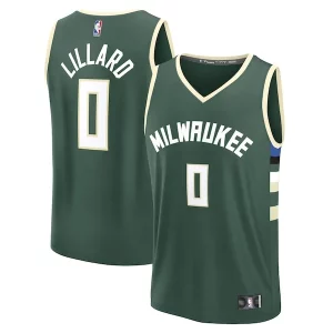 Delizioso Cool Pratico Damian Lillard Milwaukee Bucks Youth Fast Break Replica Player Jersey Icon Edition Hunter Green  per la Gara Importante