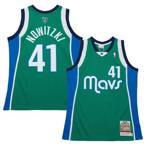 Comodo Dirk Nowitzki Dallas Mavericks 2004/05 Hardwood Classics Authentic Jersey Green  per la Gara Importante
