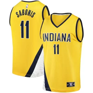 Eccezionale Domantas Sabonis Indiana Pacers Fast Break Replica Jersey Statement Edition Gold  per la Gara Importante