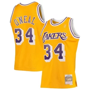 Elegante Magnifico Meraviglioso Shaquille O'Neal Los Angeles Lakers 1996/97 Hardwood Classics Swingman Jersey Gold/Purple/Royal  per la Gara Importante