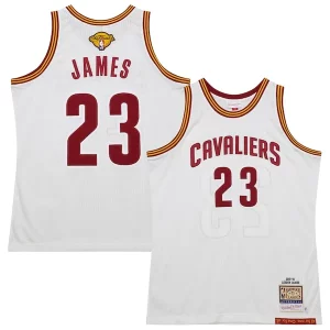 Elegante Resistente LeBron James Cleveland Cavaliers 2015/16 Hardwood Classics Authentic Jersey White  per la Gara Importante