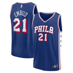 Delizioso Sofisticato Carino Joel Embiid Philadelphia 76ers Fast Break Replica Player Jersey Icon Edition Royal  per la Gara Importante