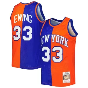 Splendido Patrick Ewing New York Knicks Hardwood Classics 1991/92 Split Swingman Jersey Blue/Orange  per la Gara Importante