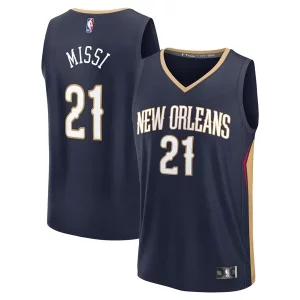 Magnifico Elegante Yves Missi New Orleans Pelicans Youth 2024 NBA Draft Fast Break Player Jersey Icon Edition Navy  per la Gara Importante