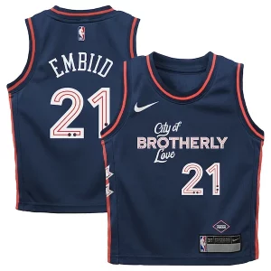 Duraturo Joel Embiid Philadelphia 76ers Nike Toddler Swingman Replica Jersey City Edition Navy  per la Gara Importante