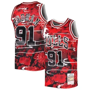 Carino Comodo Gorgeous Dennis Rodman Chicago Bulls 1997/98 Hardwood Classics Lunar New Year Swingman Jersey Red  per la Gara Importante