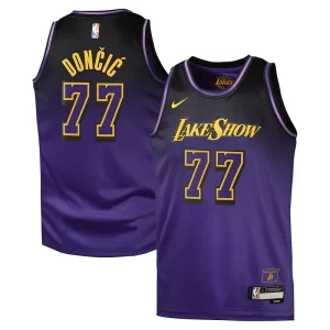 Lussuoso Trendy Versatile Luka Dončić Los Angeles Lakers Nike City Edition Swingman Jersey 2024 Purple  per la Gara Importante