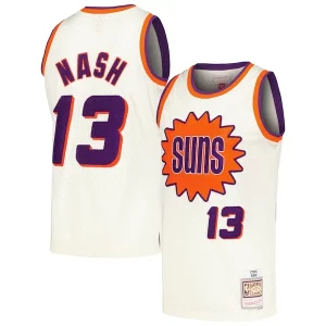 Delizioso Attraente Steve Nash Phoenix Suns Chainstitch Swingman Jersey Cream  per la Gara Importante