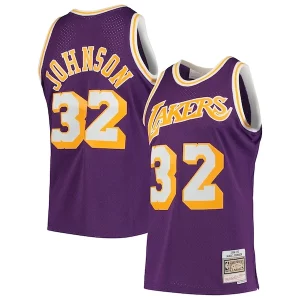 Incantevole Magic Johnson Los Angeles Lakers 1984/85 Hardwood Classics Swingman Jersey Purple/Gold  per la Gara Importante
