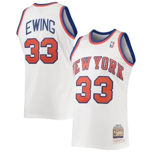 Robusto Patrick Ewing New York Knicks 1985/86 Hardwood Classics Authentic Jersey White  per la Gara Importante