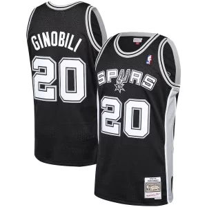 Accattivante Bellissimo Manu Ginobili San Antonio Spurs 2002 03 Hardwood Classics Player Swingman Jersey Black  per la Gara Importante