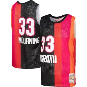 Accattivante Fantastico Alonzo Mourning Miami Heat Hardwood Classics 2005/06 Split Swingman Jersey Black/Red  per la Gara Importante