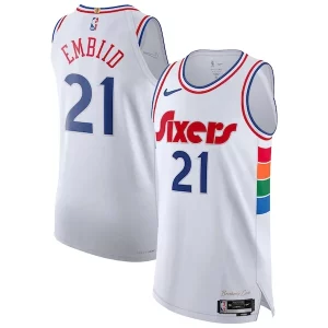 Classico Joel Embiid Philadelphia 76ers Nike 2024/25 Authentic Player Jersey City Edition White  per la Gara Importante