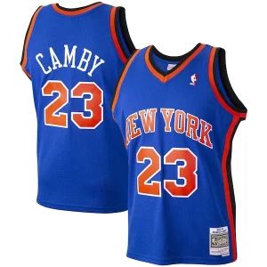 Ottimo Classico Marcus Camby New York Knicks 1998/99 Hardwood Classics Swingman Jersey Blue  per la Gara Importante